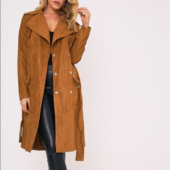 Faux Suede Trench Coat - Picture 3 of 4